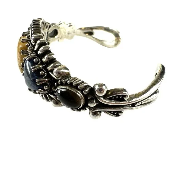 Carolyn Pollack Sterling Silver Cuff Bracelet Jasper & Lapis Lazuli - Picture 5 of 5